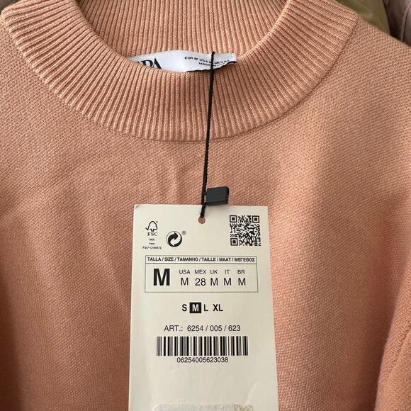 Zara Long Sleeve Knit Sweater Size Medium 6254/005/623 Feminine Puff Sleeves - Picture 7 of 8